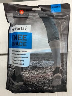 PowerLix Compression Knee Brace  - Size Medium - Black/Grey 3D Weave Support